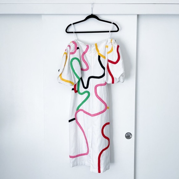 Mara Hoffman Namari off-the-shoulder appliquéd midi dress puff sleeves - Picture 4 of 11